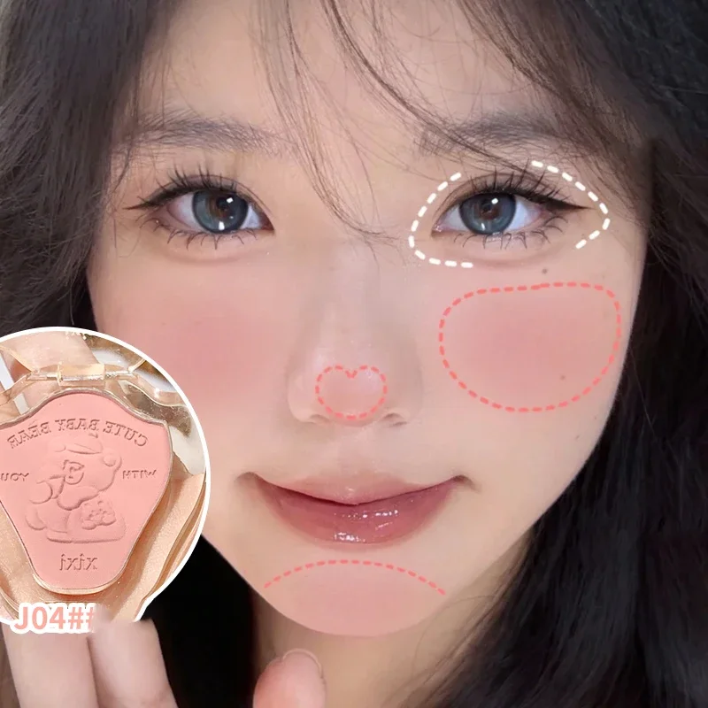 Embossed Bear Blush Powder Palette Cheek Contour Blush Cosmetics Matte Blusher Cream Makeup Natural Rouge Cheek Tint Blush