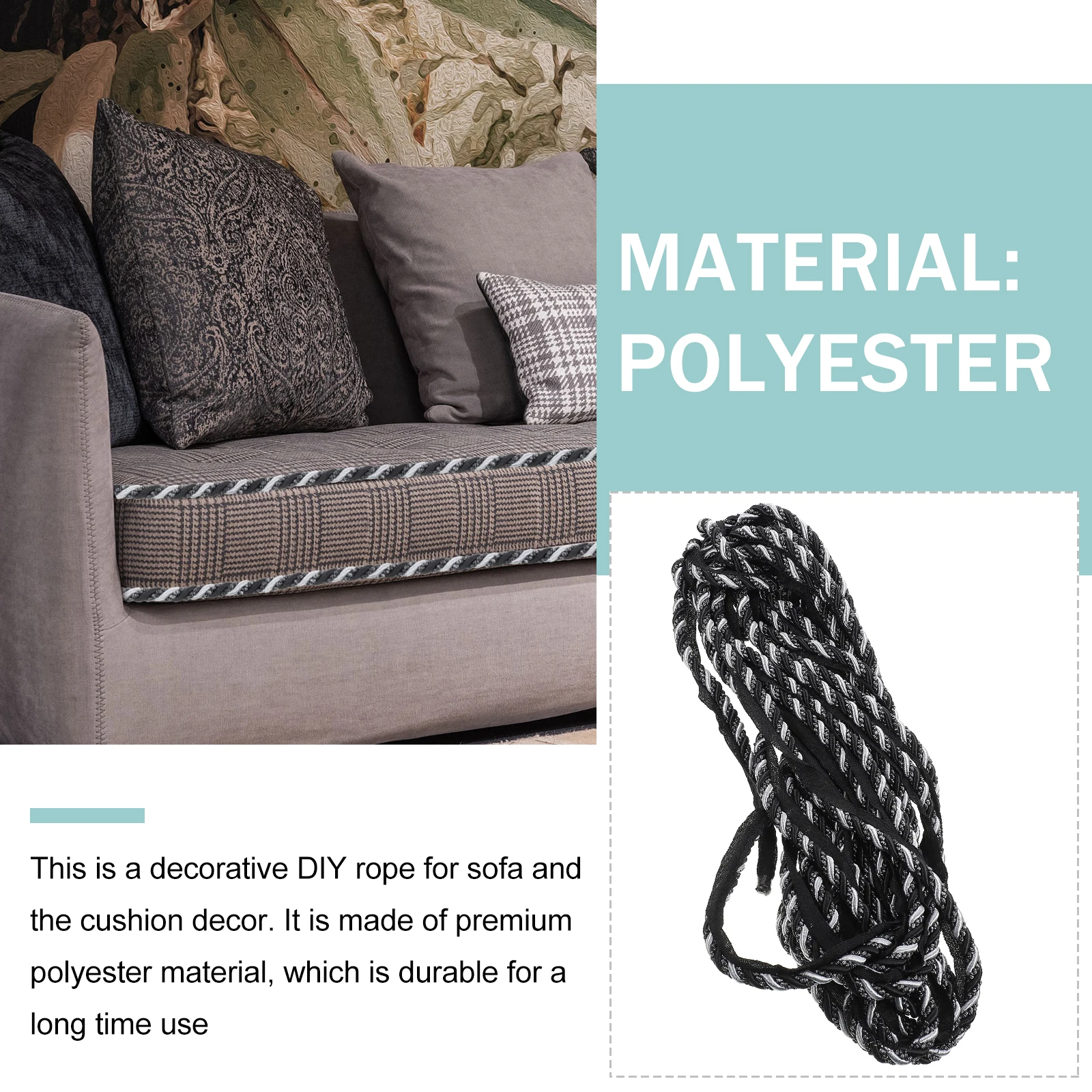 

Pillow Lace Decorative Polyester Twisted Trim Cord Twisted Trim Cord Rope for Sofa DIY Projects Knitting Supplies