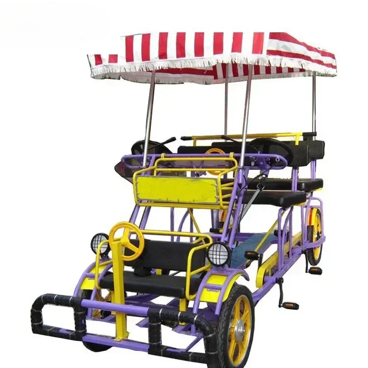 4 wheel good quality cheap price road tandem bicycle sightseeing bike 4 seater