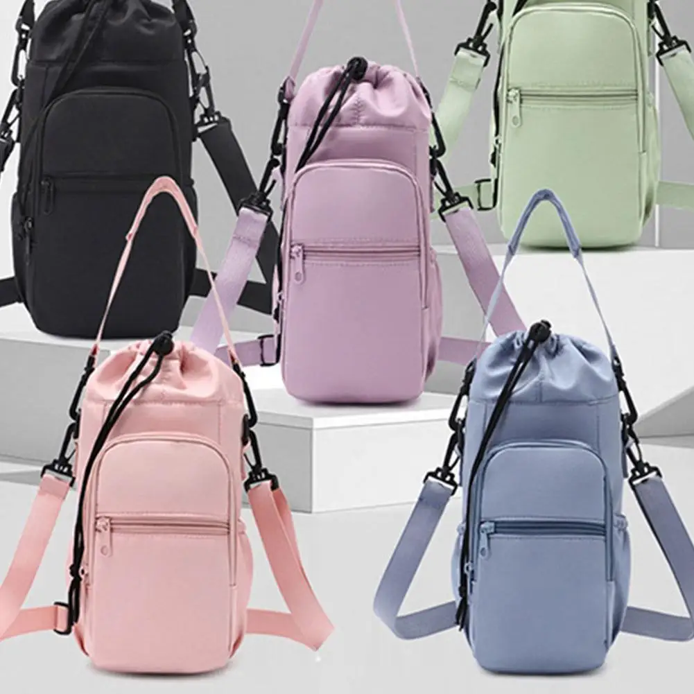 32oz 40oz Insulated Water Bottle Carrier Sling Bag with Phone Pocket Crossbody Gym Bag Water Bottle Holder with Adjustable Strap