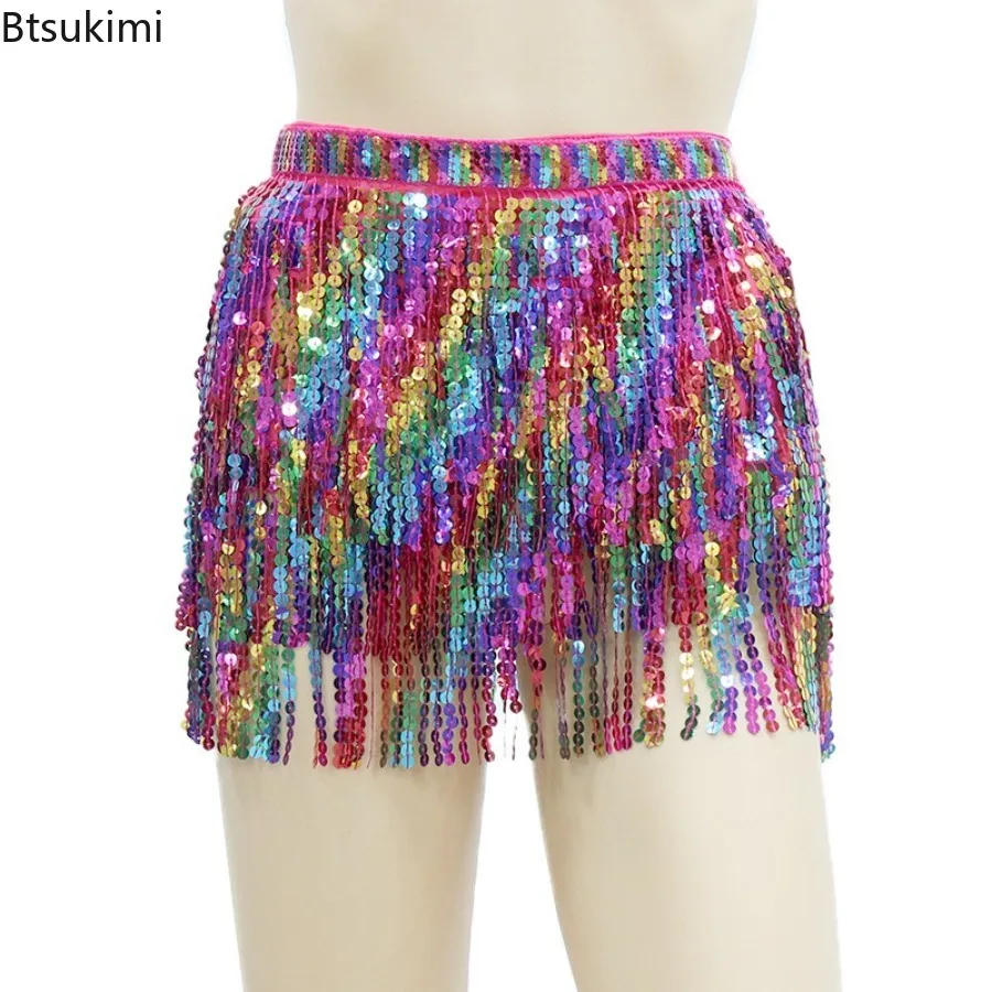 Belly Dance Practice Clothes Belt for Women Belly Dancing Accessories Hip Scarf DJ Nightclub Dancing Waist Chain Tassel Scarf