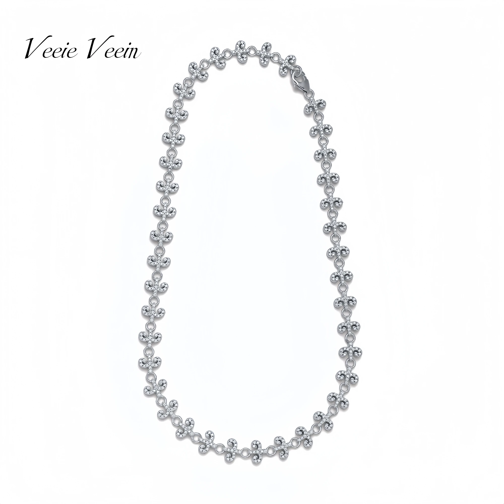 

Veeie Veein Luxury Brand New Products S925 Sterling Silver Moissanite Necklace Retro Floral Versatile Woman Necklace Jewelry