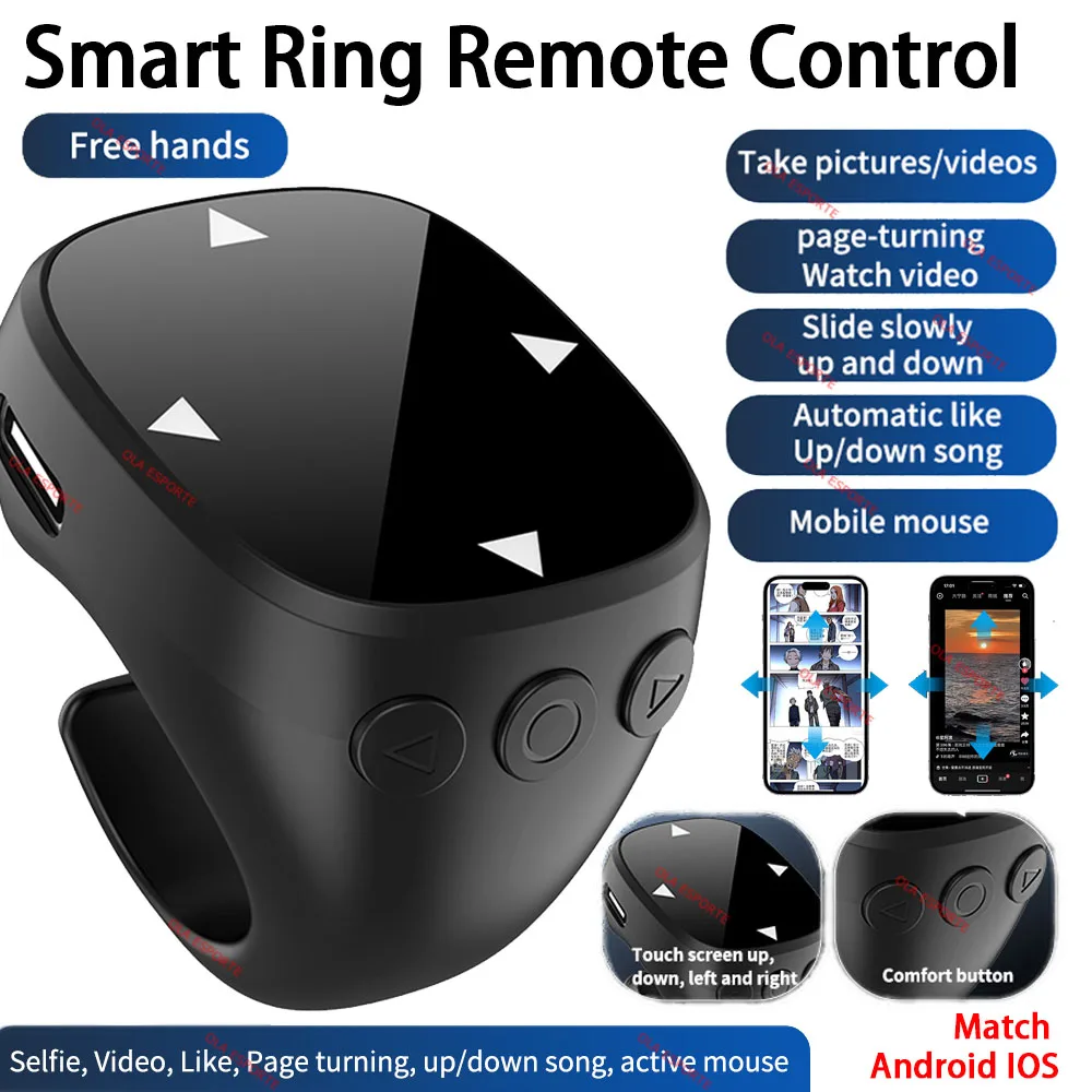 

Remote Control for TikTok, Touch Screen Page Turner for IOS Android, Bluetooth Camera Video Recording Remote, Scrolling Ring New