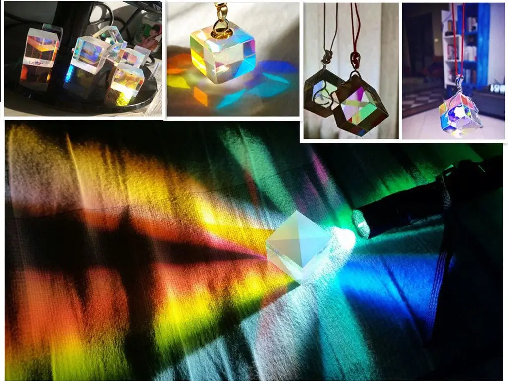 10 PCS Damaged Cross Dichroic X-Cube Prism RGB Combiner Splitter Optical Glass Square Prism Party Home Decoration DIY