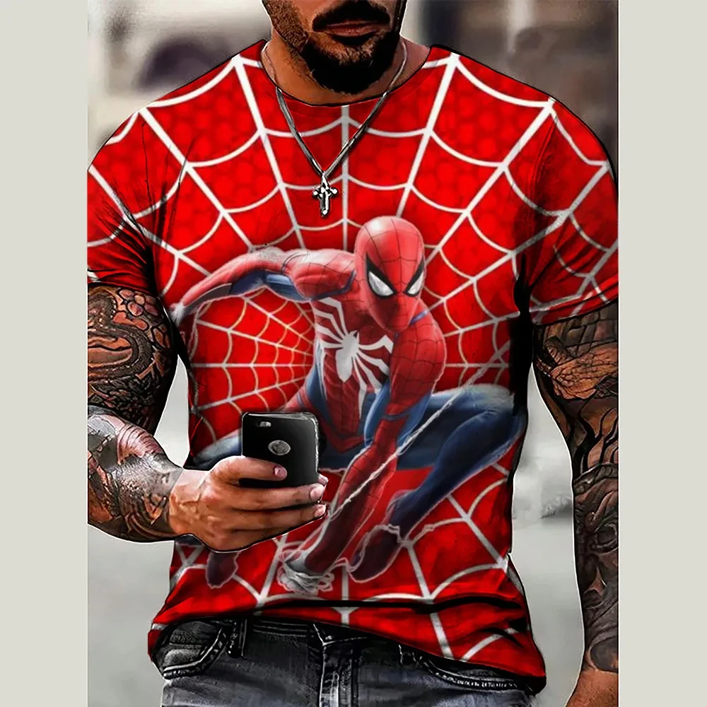 2025 جديد الرجال قصيرة الأكمام تي شيرت الصيف الرجل العنكبوت الكبار عادية ثلاثية الأبعاد تي شيرت مطبوع متعة الأولاد قصيرة الأكمام #3