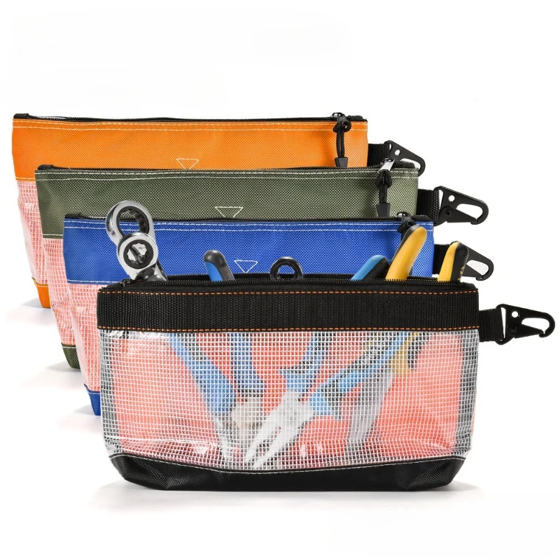 Transparente Werkzeugtasche, wasserdichte PVC-Aufbewahrungstasche, antistatische Werkzeugtasche mit Reißverschluss und Karabiner-Organizer für Schraubendreher und Steckschlüssel – Detail 4