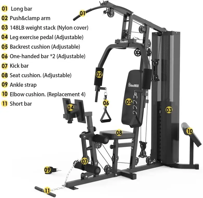 Home Gym Multifunctional Full Body Home Gym Systems for Home Workout Equipment, Strength Training Exercise Fitness Equipment