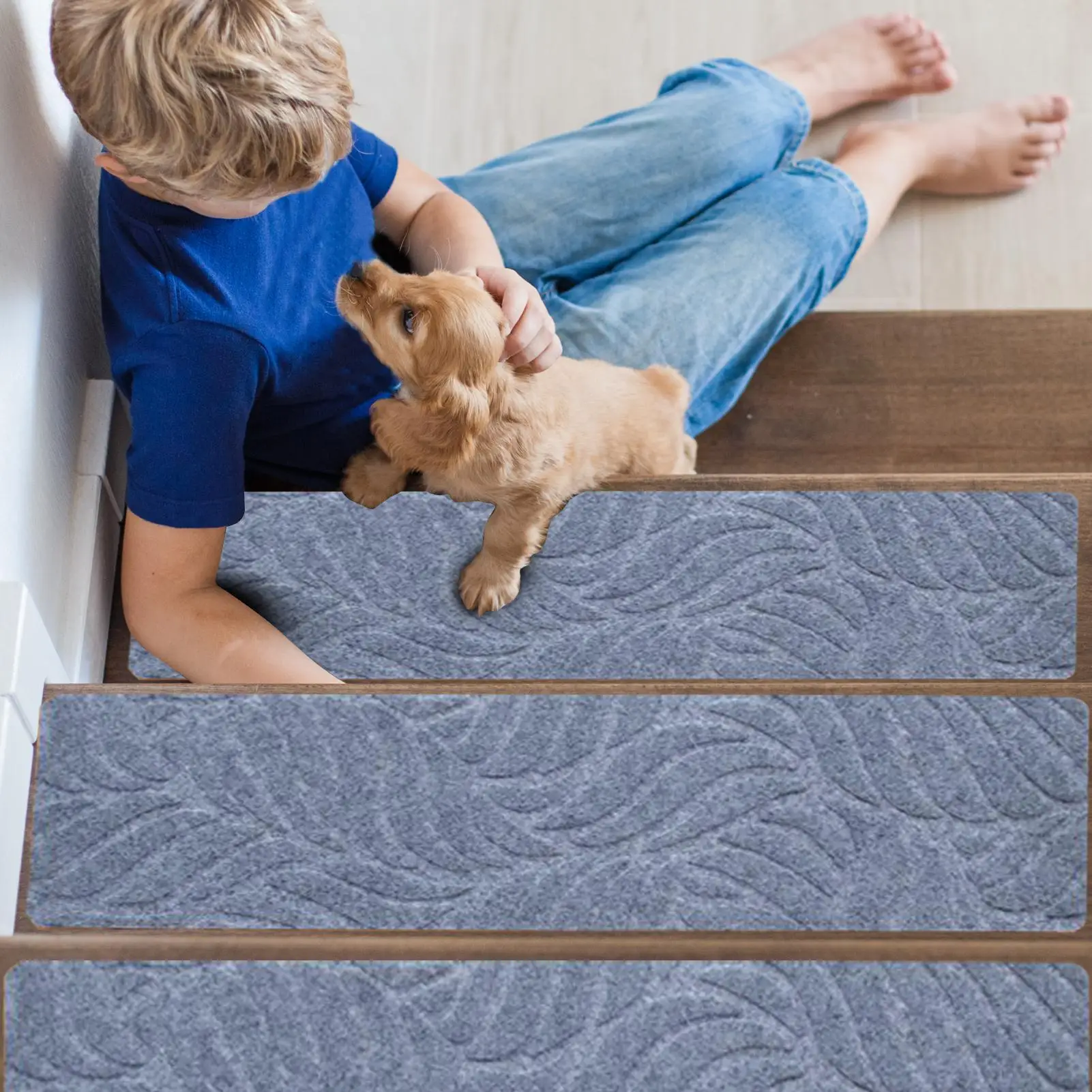 

Stair Treads For Wooden Steps Edging Steps Non Slip Treads 15 Pieces Indoor Staircase Runner Non-Skid Safety Rug For Kids Elders