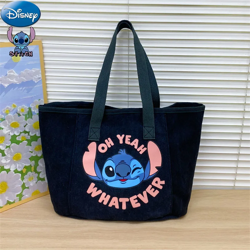 Sac fourre-tout en toile Stitch pour filles, accessoires Disney, sac à main initié, stockage de poudres, bandoulière, cadeau de Noël, sacs à provisions, Kawaii