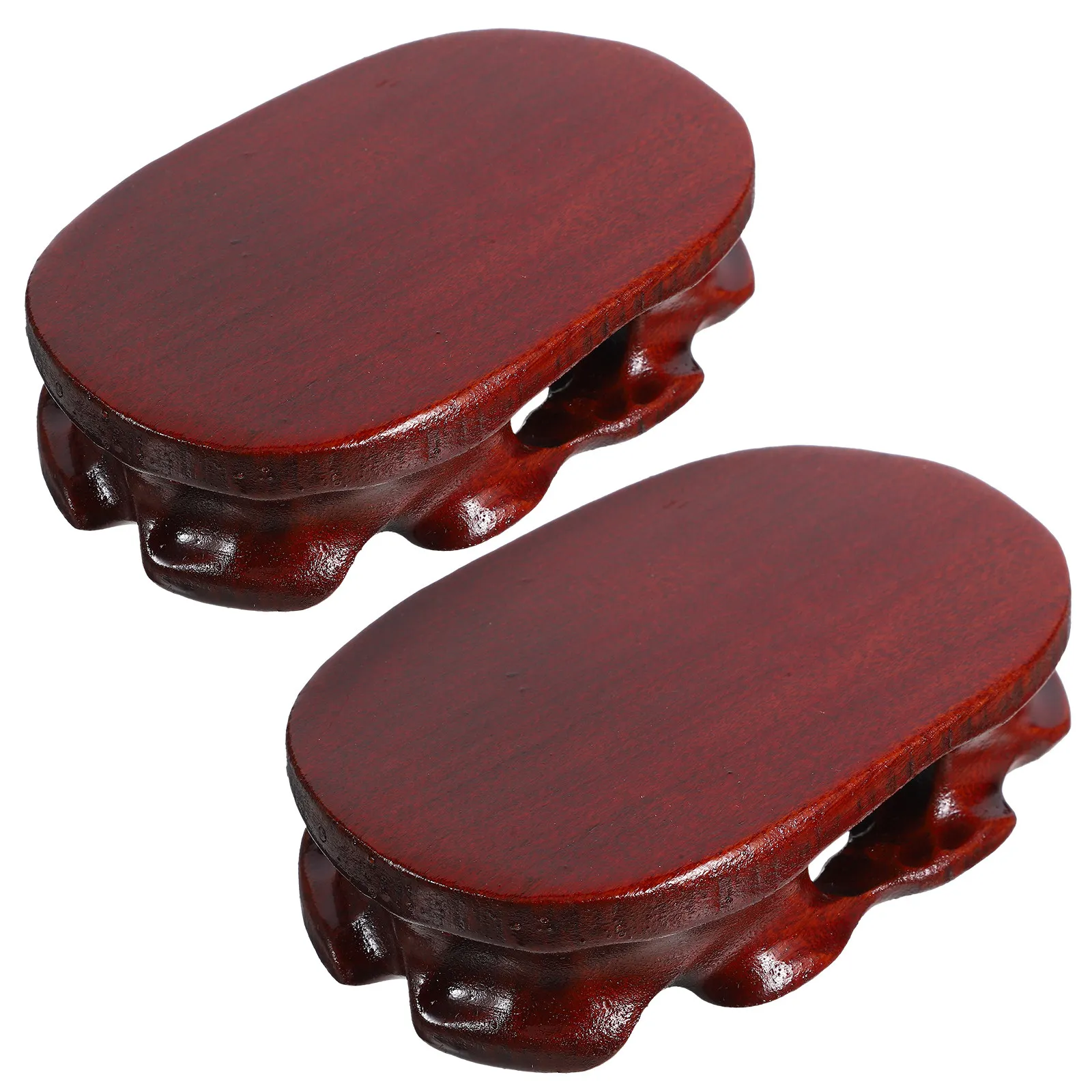 Oval Wooden Display Stand 2 Pack Redwood Bases for Statues Crafts Flower Pots Tabletop Home Decor
