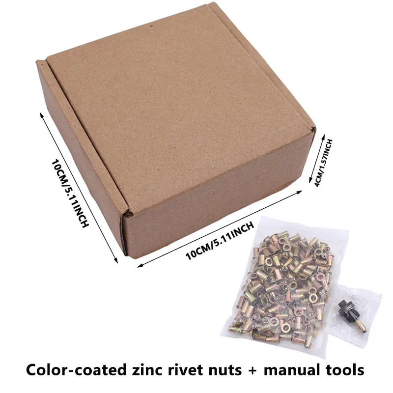 150Pcs M5 Individually Packaged Galvanized Flat Head Threaded Insert Rivet Nuts Suitable for Furniture, Decoration, Automotive, Marine, and Industrial Applications