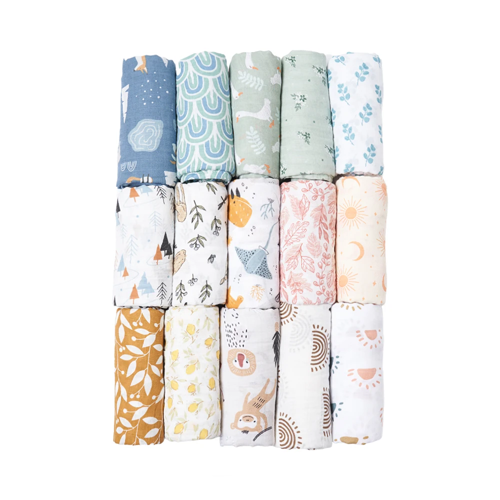 Happy Flute 2022 New Sunshine Design Baby Swaddle Muslin Blanket For Newborn Girls and Boys With 100% Cotton