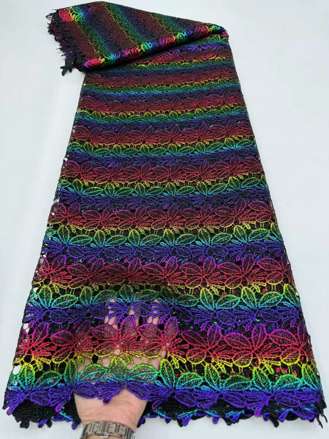 

Высококачественная африканская нигерийская гипюровая кружевная ткань с вышивкой, молочный шелк, вечерние платья, сетчатая ткань для шитья одежды 5 ярдов