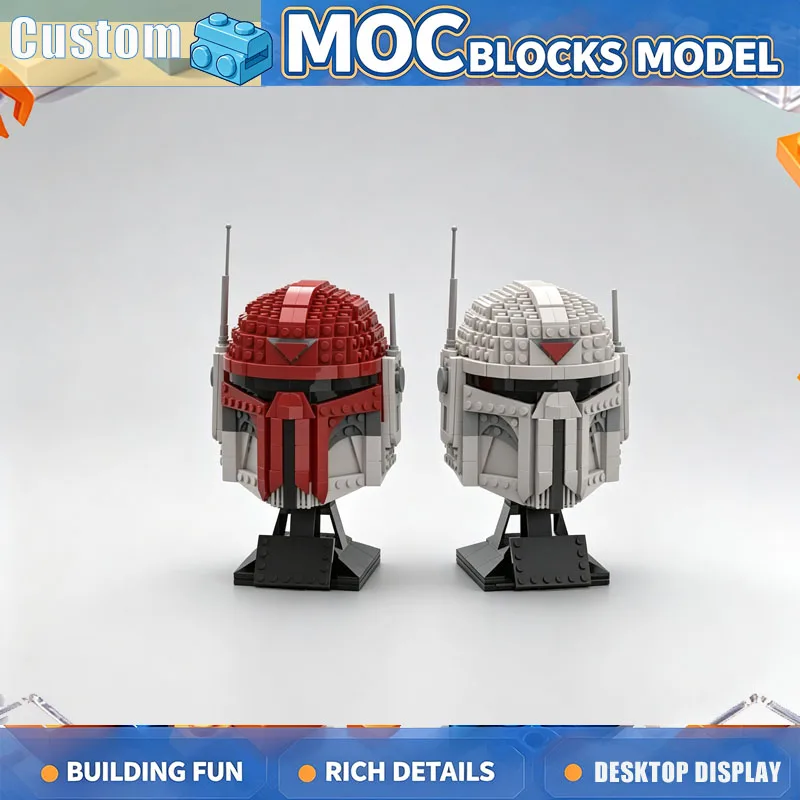 628PCS Galactic Warrior Combat Helmet Bust Model Building Blocks DIY Creative Assembly Space Armor Display Educational Toy Gift