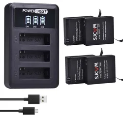 PowerTrust 3.8V 1000mAh Original SJCAM SJ7 Star Li-ion Battery + LED 3-Slot USB Charger for sjcam SJ7 Action Camera
