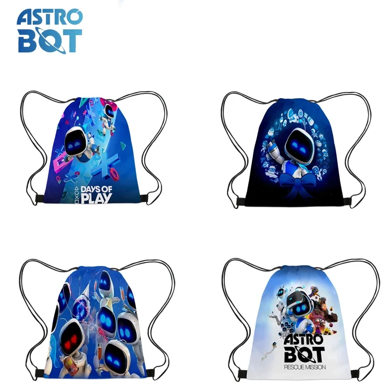 Astrobot and Friends Portable Backpacks Drawstring Bag Fashion Drawstring Bundle Pocket Sundries Bags for Travel Sport Man Woman