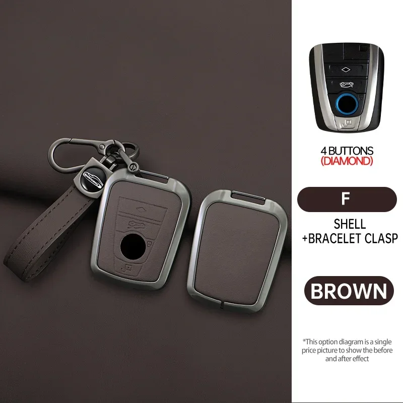 

Zinc Alloy +Leather Car Smart Renmote Key Case Cover For BMW I3 I8 Series Protection Holder Shell Keychain Interior Accessories