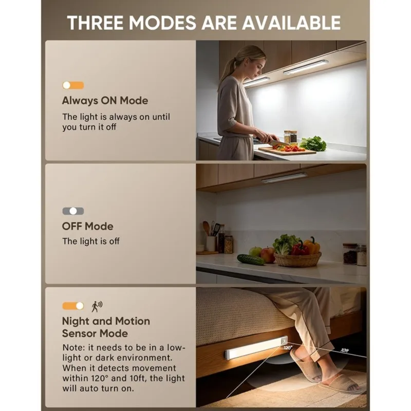 ABGH-Smart Sensor LED Light Bar, USB Powered, 6500K Brightness, Motion Activated, Easy Installation For Home Cabinets