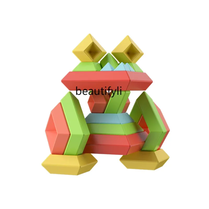 Variety pyramid building blocks large particles, educational assembly toys boys stacked, girls