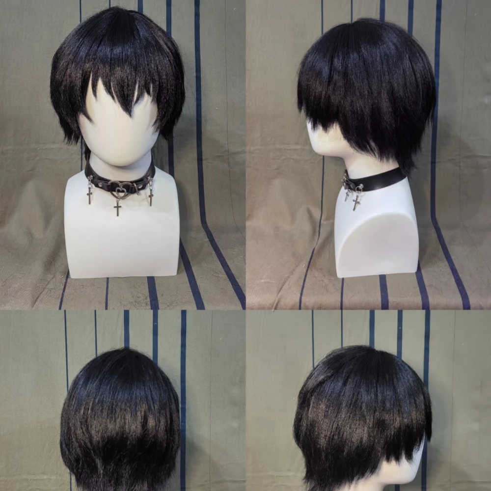 Anime Fuko Izumo Cosplay Wig Black Short Hair Heat resistant Synthetic Fiber Wig With Rose Net Daily Party Wig Cosplay Wig