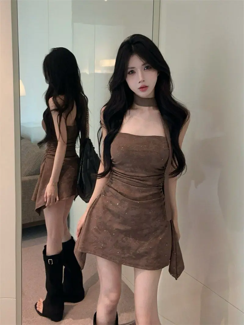 

Sexy Temperament One Shoulder Strapless Dress Women's Summer Ribbon Design Slimming Short Skirt