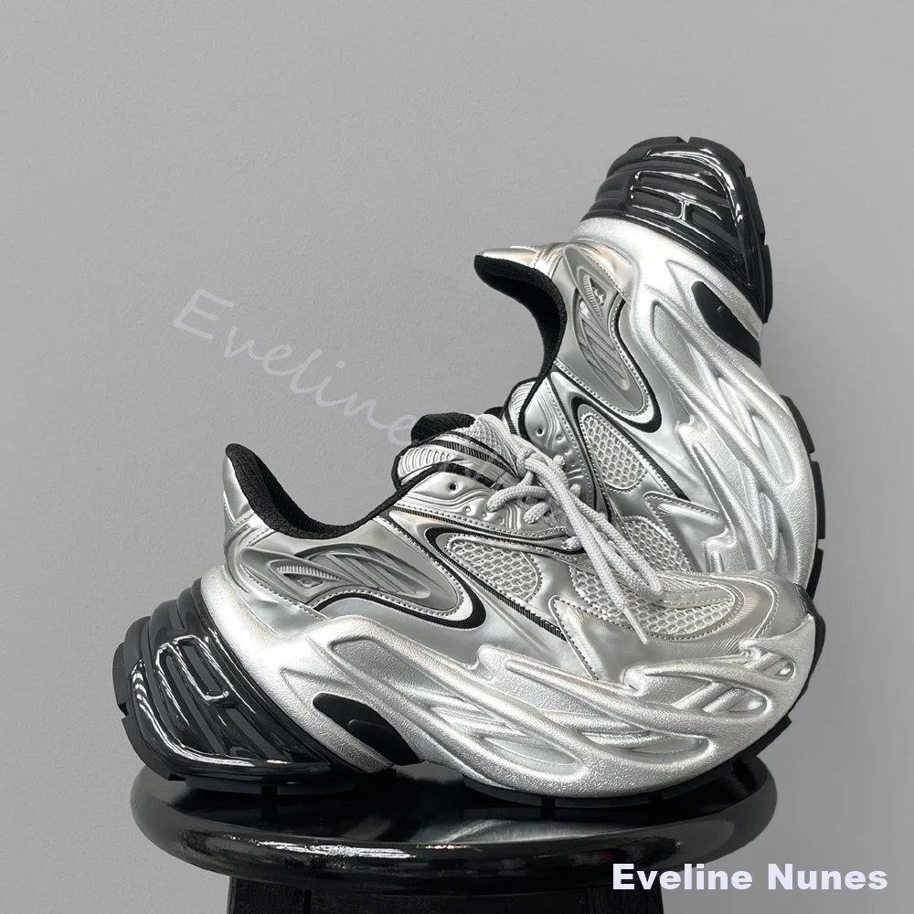 

2026 Spring/Summer New Arrivals Silver Sneakers Women 6cm Platform Height-Increasing Casual Sneakers Fashion Casual Couple Shoes
