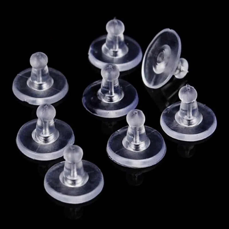 10Pcs/100Pcs/Lot Silicone Round Rubber Back for Stud Earrings Ear Plugging Earnuts White Earring Finding