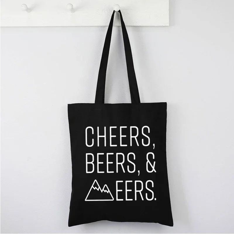 Cheers Beers Canvas Bag Vacation Travel Shopping Bags Reusable Women Eco Friendly Products Beers Cute Bag Letter Bags