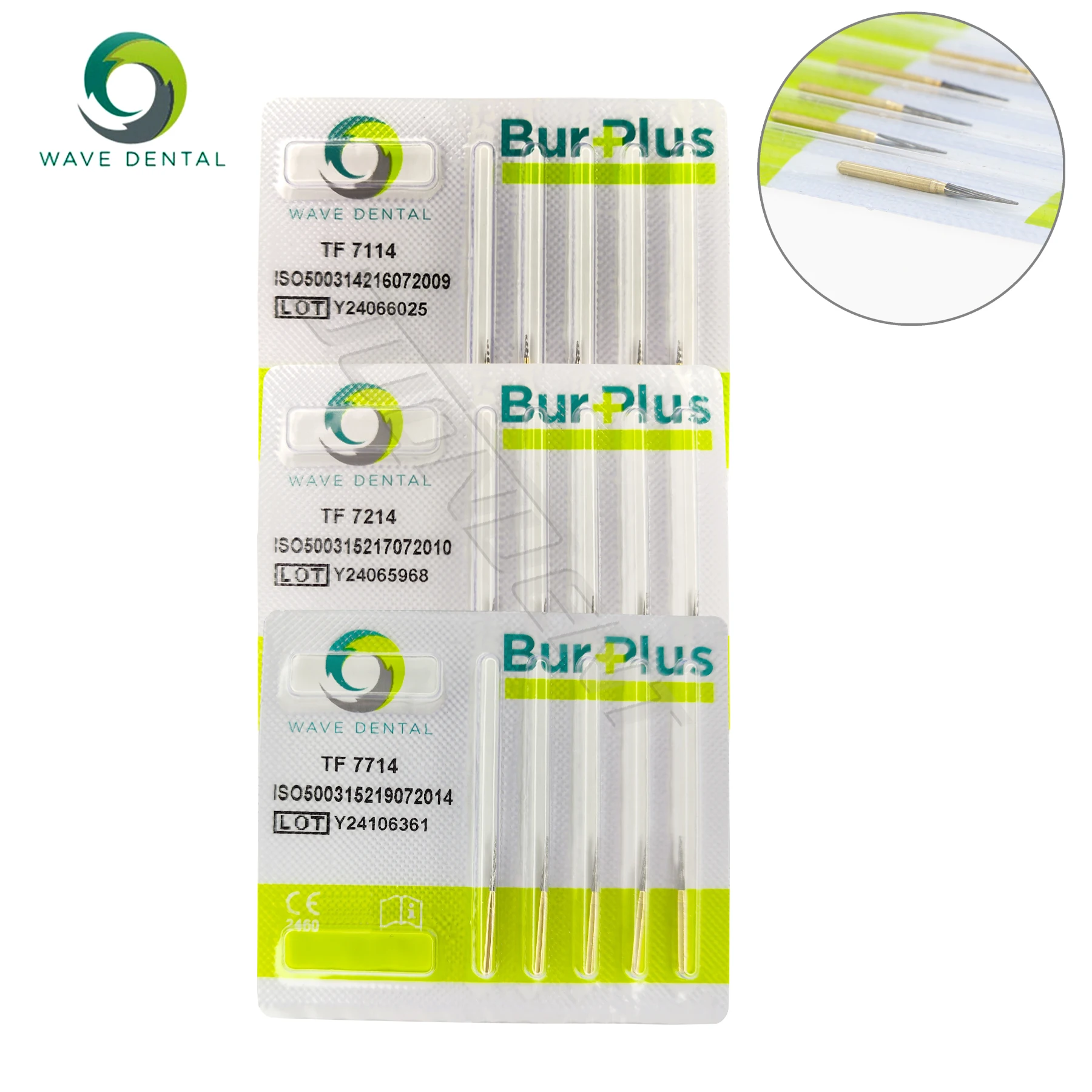 WAVE Dental Tungsten Carbide Burs 12 Bladed Trimming and Finishing Bur Gold Plated TF Dental Drill For High Speed Dentistry Tool