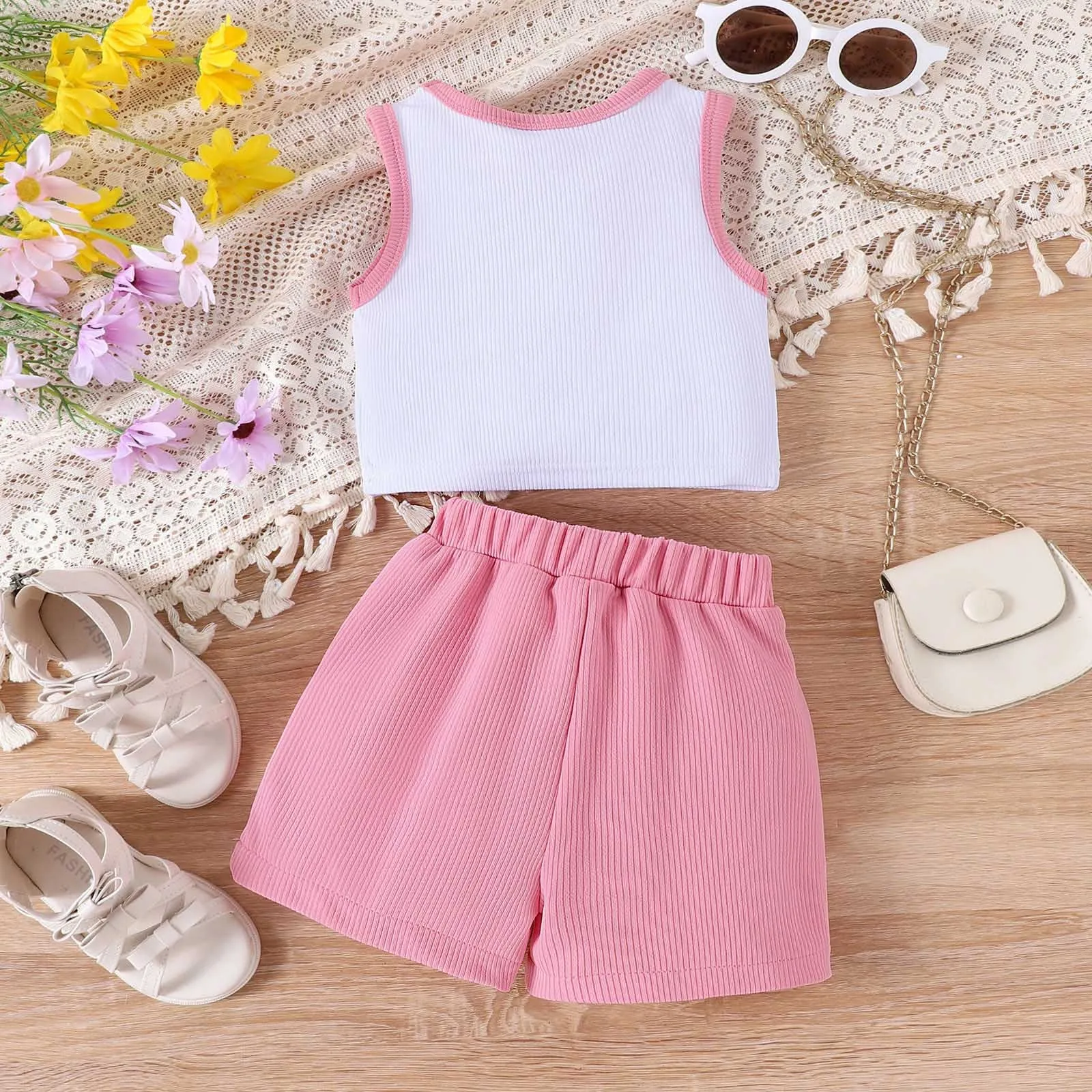 Girls' Sleeveless Vest Pendant Skirts Sets Summer Clothes Sets Toddler Solid Color Skirt Two Piece Set Baby Clothes 3-36 Months