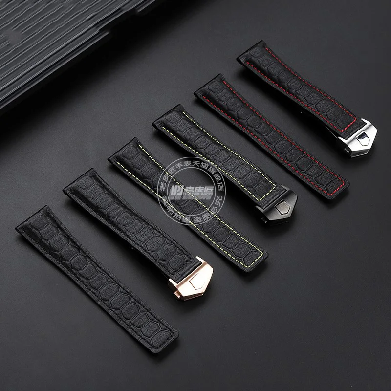 22mm Bracelet For Heuer F1 Racing WatchBand Aquaracer 300 Folding Buckle Carrera Watch Belt NEW TAG Heuer Leather Watch Strap