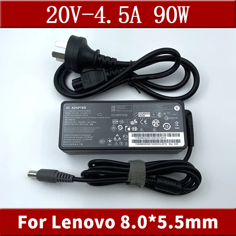 

90 Вт 20 В 4,5 А 8,0*5,5 мм адаптер зарядного устройства для ноутбука Lenovo T61 T60 T420s T400 новый