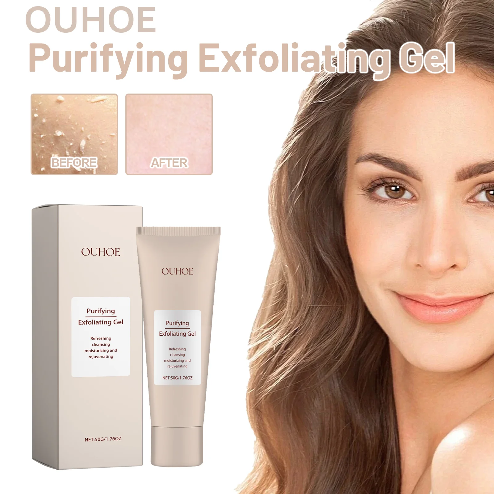 

OUHOE 50 г отшелушивающий гель для нежного очищения кожи, сужения пор, отшелушивания угрей и прыщей - формула нежной кожи