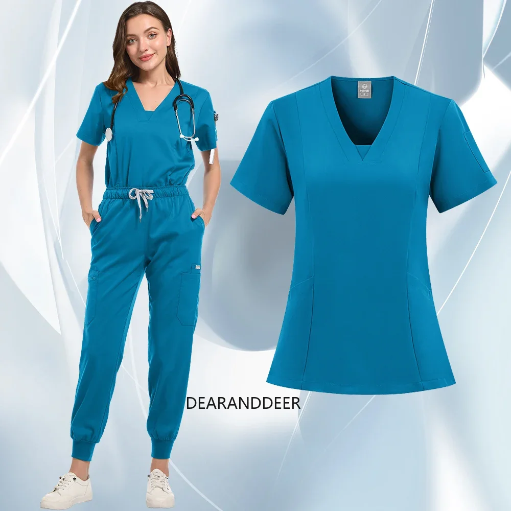 Thick men's and women's general doctor medical pure color nursing uniform hospital surgical set dental clinical shirt and pants