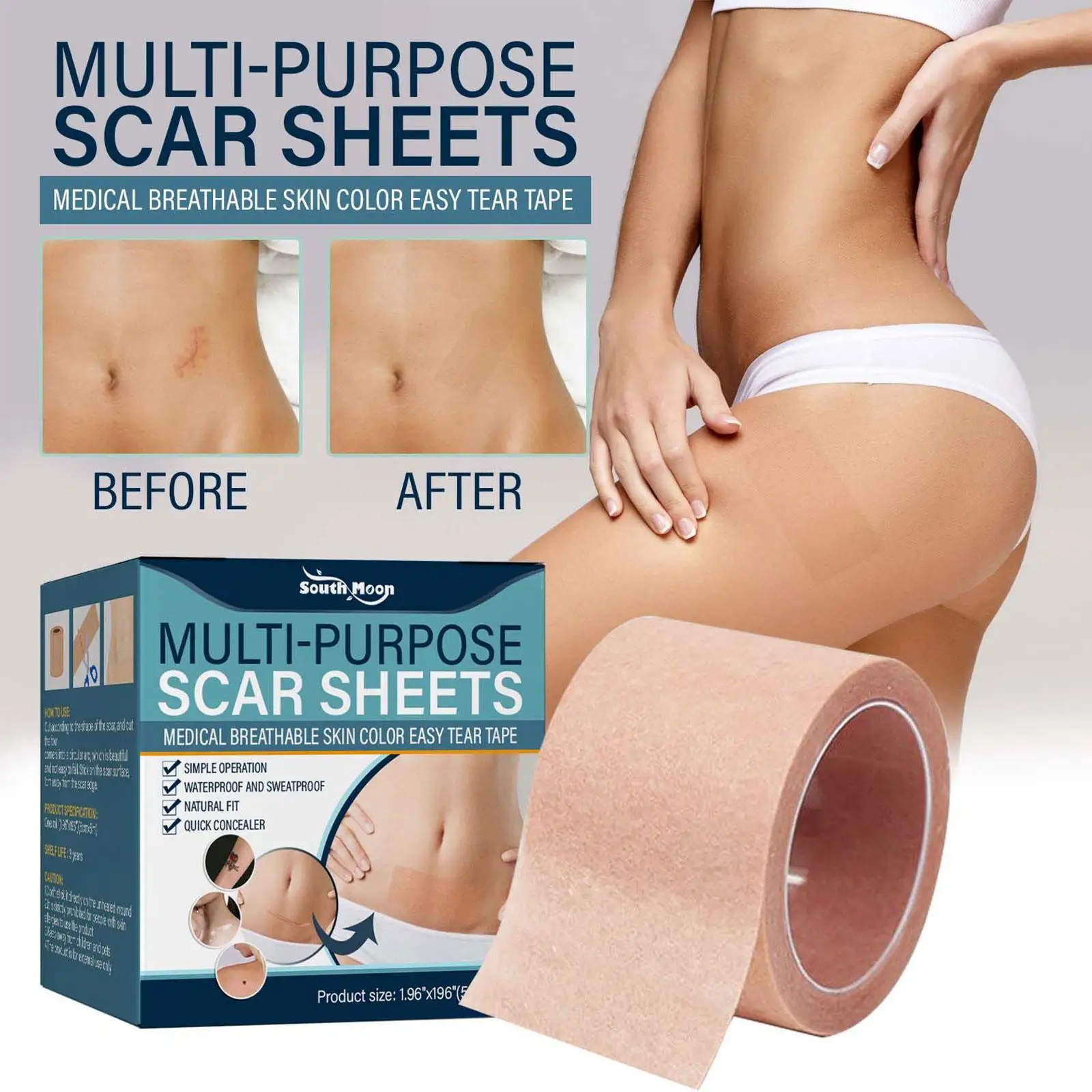 

Multi-purpose Scar Sheets Healing Health Care Wound Patch Therapy Skin Repair Cesarean Section Washable Scar Removal Sheet