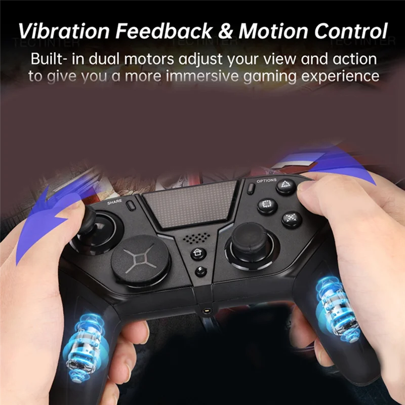 ABKN-وحدة تحكم بلوتوث لاسلكية لوحدة تحكم ألعاب PS4/PS4 Slim/Pro عصا التحكم مع زر توربو قابل للبرمجة متين -Bl