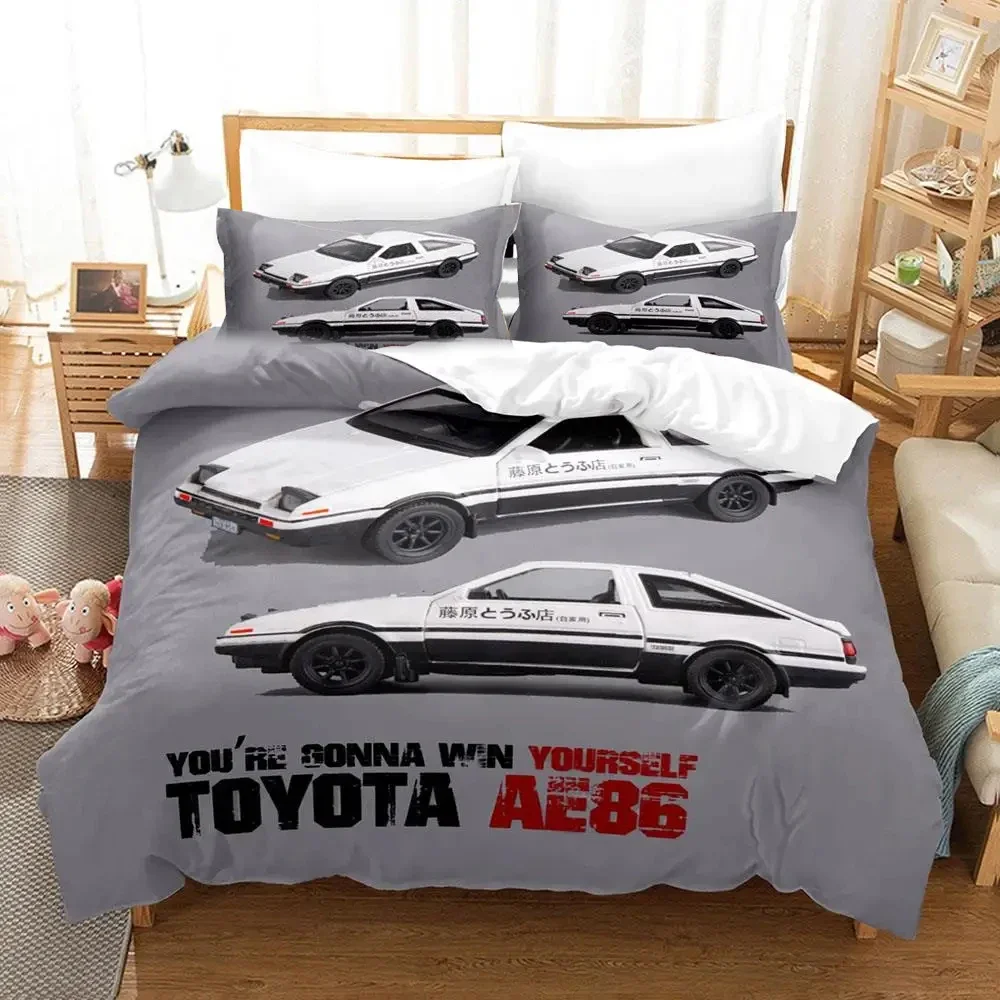 

3D Print Initial D AE86 Bedding Set Duvet Cover Bed Set Quilt Cover Pillowcase Comforter king Queen Size Boys Adult Bedding Set
