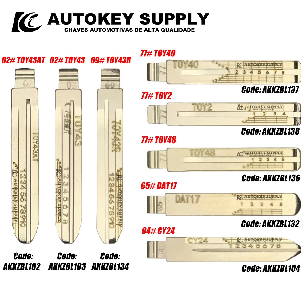 

For Key Blade With Scale TOY43R 69# TOY43AT 02# TOY43 TOY40 77# TOY2 TOY48 65# CY24 04# DAT17 AKKZBL134 AKKZBL102 AutokeySupply