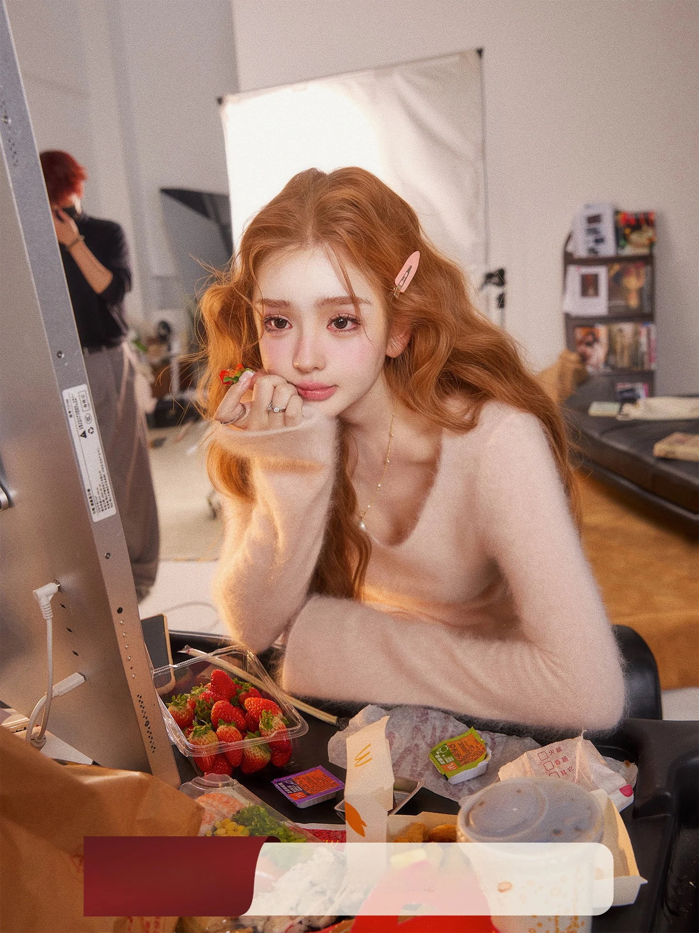 

DOGGYQIN Lazy Sheep Cashmere Knitted Sweater V-Neck Slimming Base Layer Shirt Women's Daily Wear Long Sleeve Color