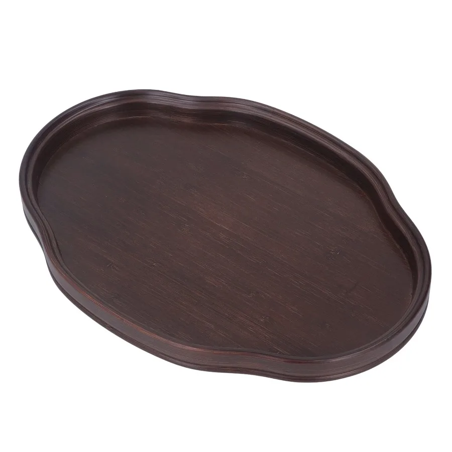 Tea Tray Walnut Color Bamboo Serving Tray Refreshments Plate for Coffee Table Kitchen Living Room 11.3 inches 28.7 cm