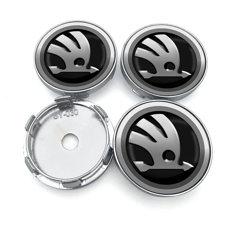 

4pcs Car Rim Cover Decal Tire Wheel Center Hub Cap Sticker Emblem Decal For Skoda Fabia Octavia Karoq Kodiaq Kamiq Superb Rapid