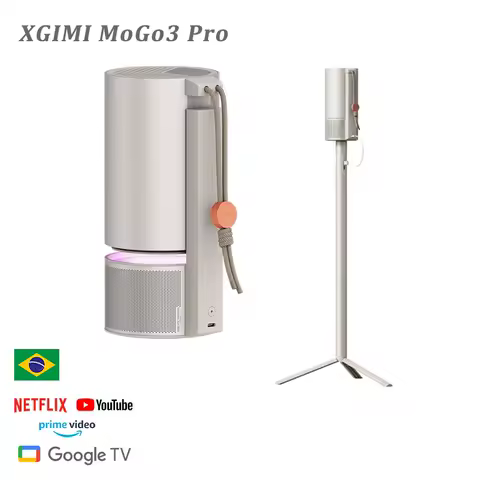 XGIMI MoGo 3 Pro Projetor Portátil 1080P 450 ISO Lumens Google TV Netflix e Base Recarregável Para Acampamento Ao Ar Livre Entrega Brasil