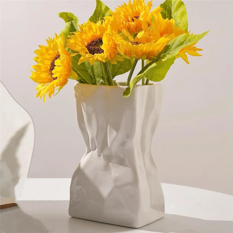 

LLCS-Unique Square Wide Mouth Paper Bag Flower Vases Wide Mouth Paper Bag Flower Vases Vase For Home Room Table