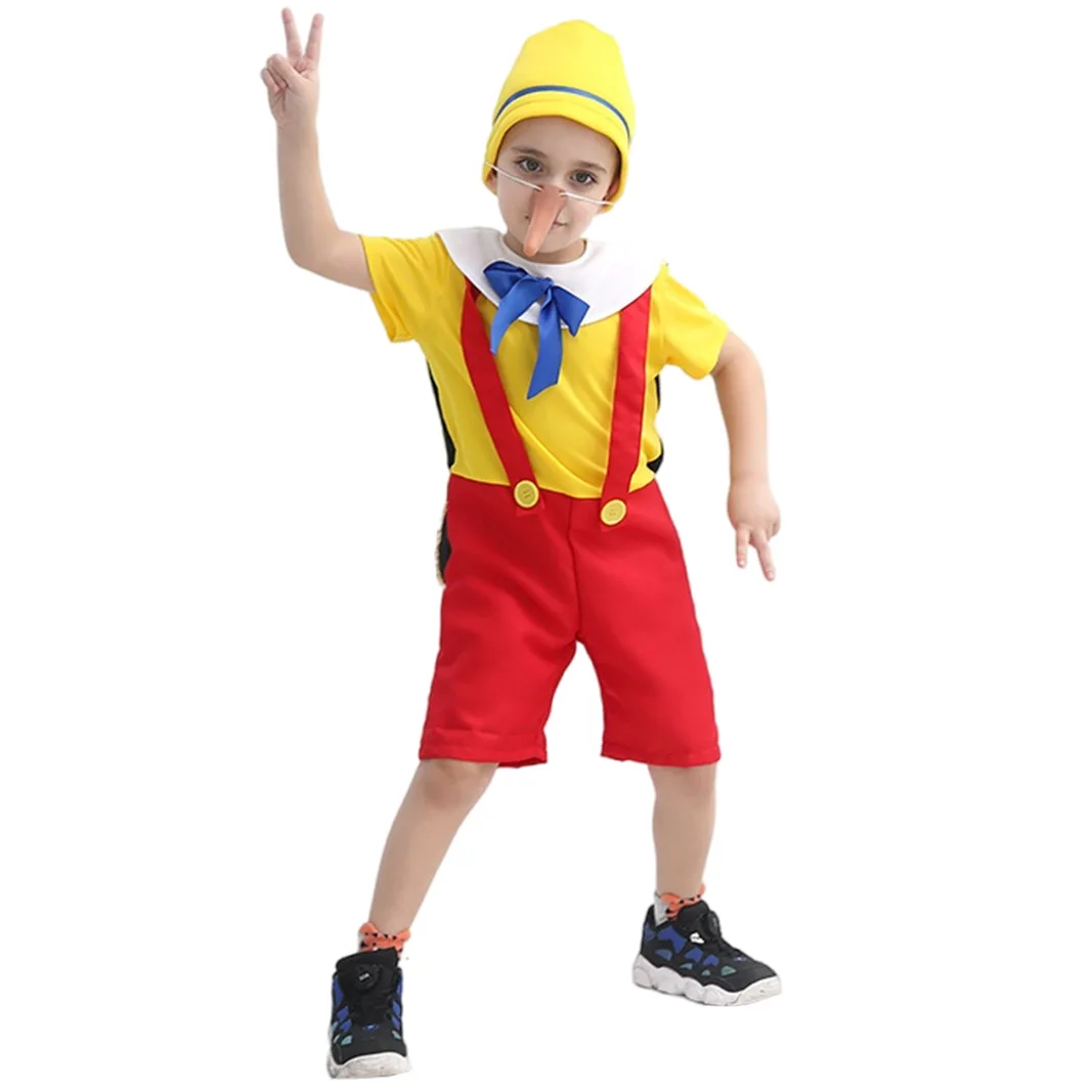 Halloween long nosed Pinocchio children's coswear, puppet adventure, stage performance costumes, filming costumes