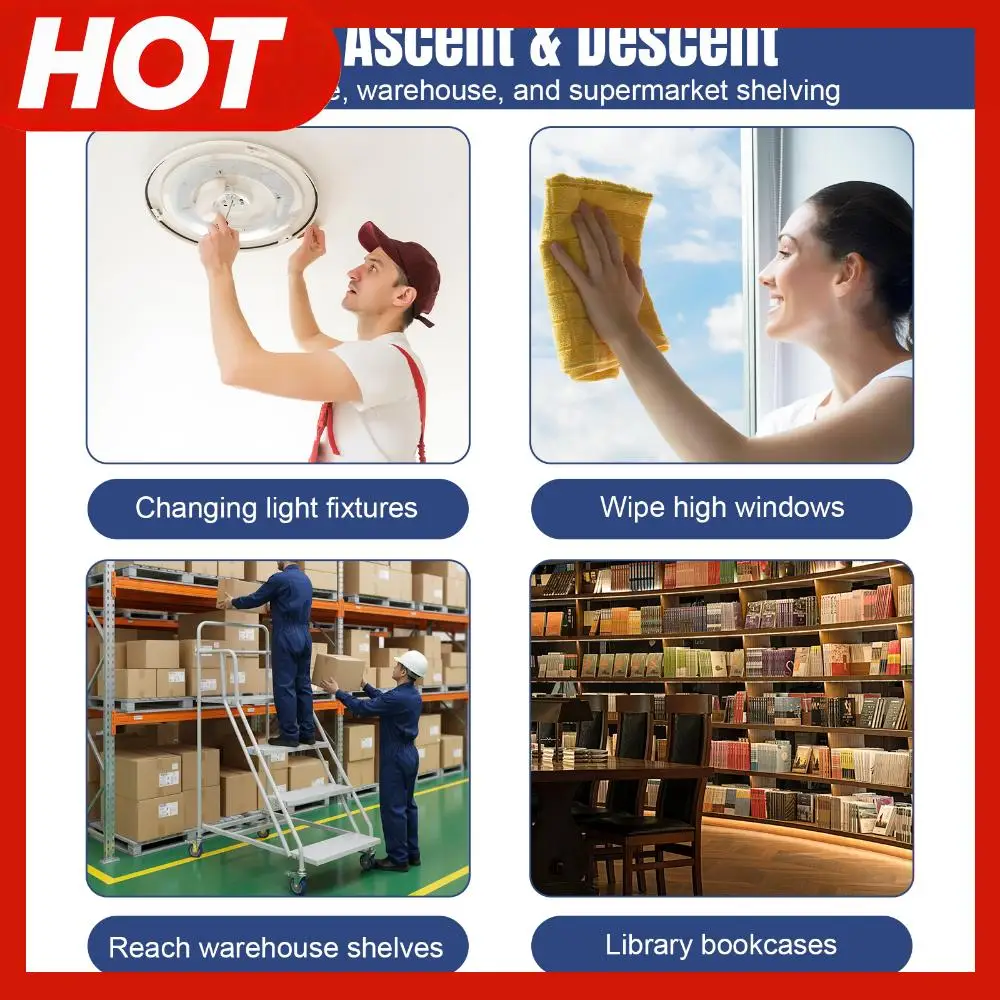 

Платформенная лестница-табурет на 4 ступени с колесами, промышленная передвижная лестница-табурет, грузоподъемность 202 кг, для дома и офиса