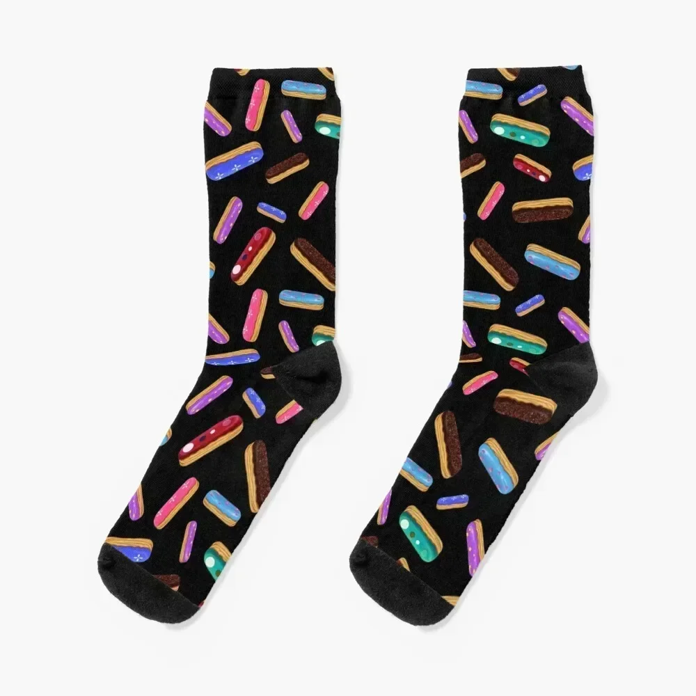 Colorful Pattern Of Eclair Profiterole Pastry Set Socks set Rugby christmas gift new year Woman Socks Men's