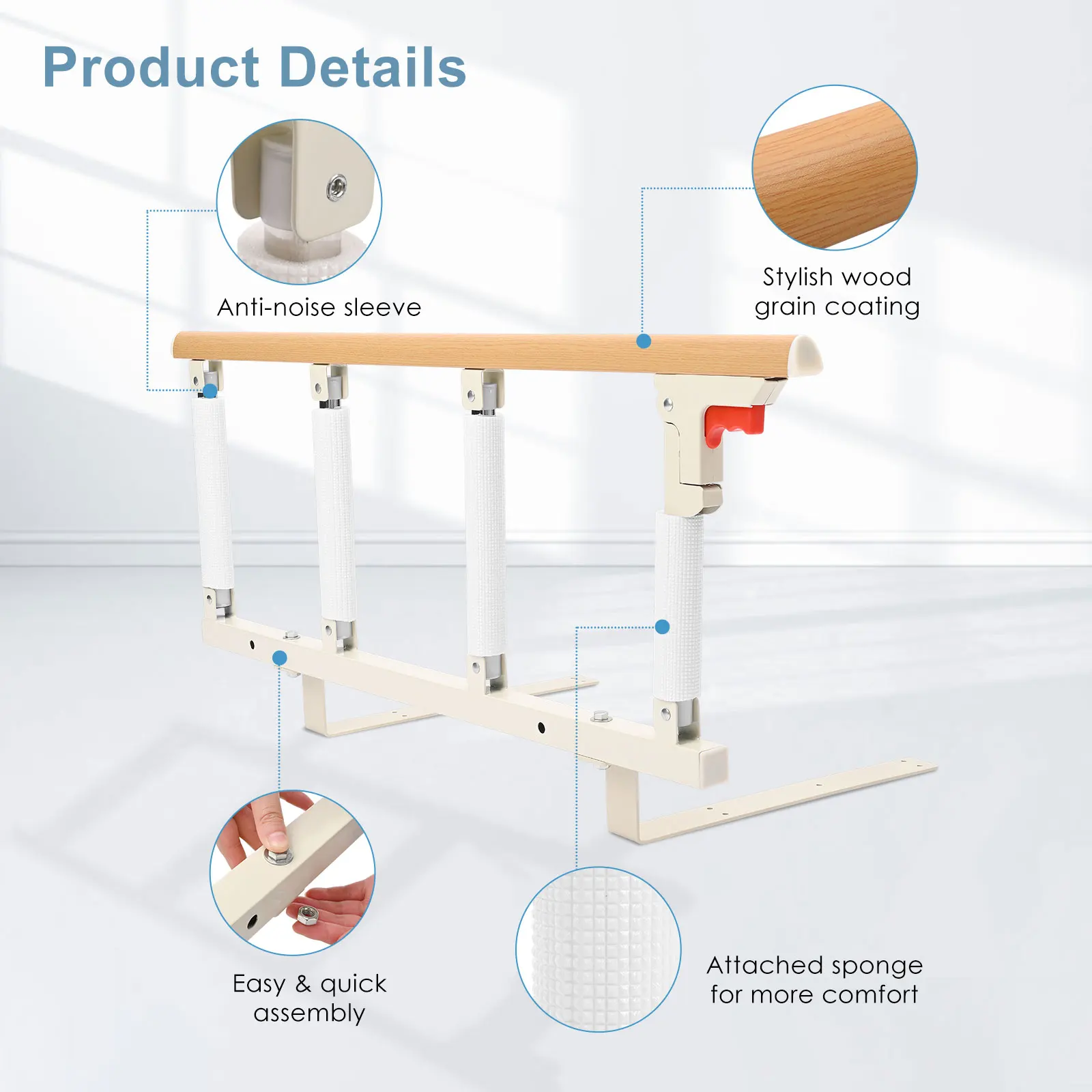 Bathroom Bedside Bed Rails For The Elderly Armrests,Stand-up Aids, Foldable Anti-fall Bed Rails Universal Safety Handrail