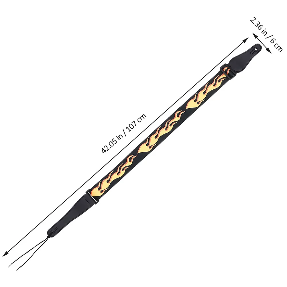 Ceinture de sangle de guitare en Polyester Durable, 2 pièces, motif de flamme, élégant, facile à installer, détacher pour plusieurs guitares