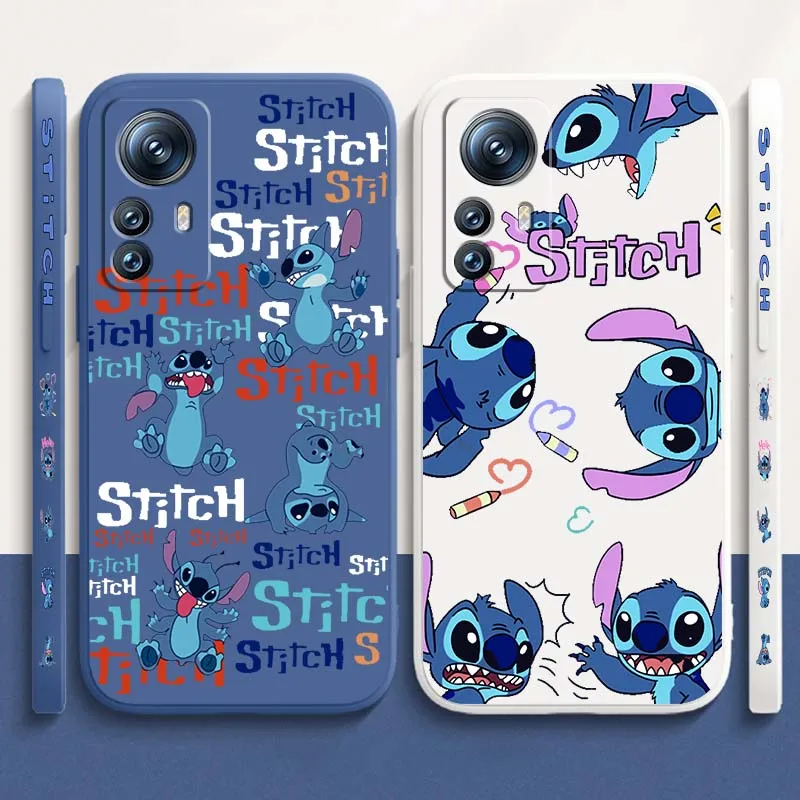 

Disney Stitch Art Phone Case For Xiaomi Mi 15 14 13 13T 12 12T 12S 11 11i 11X Lite Pro Ultra 5G Liquid Left Rope
