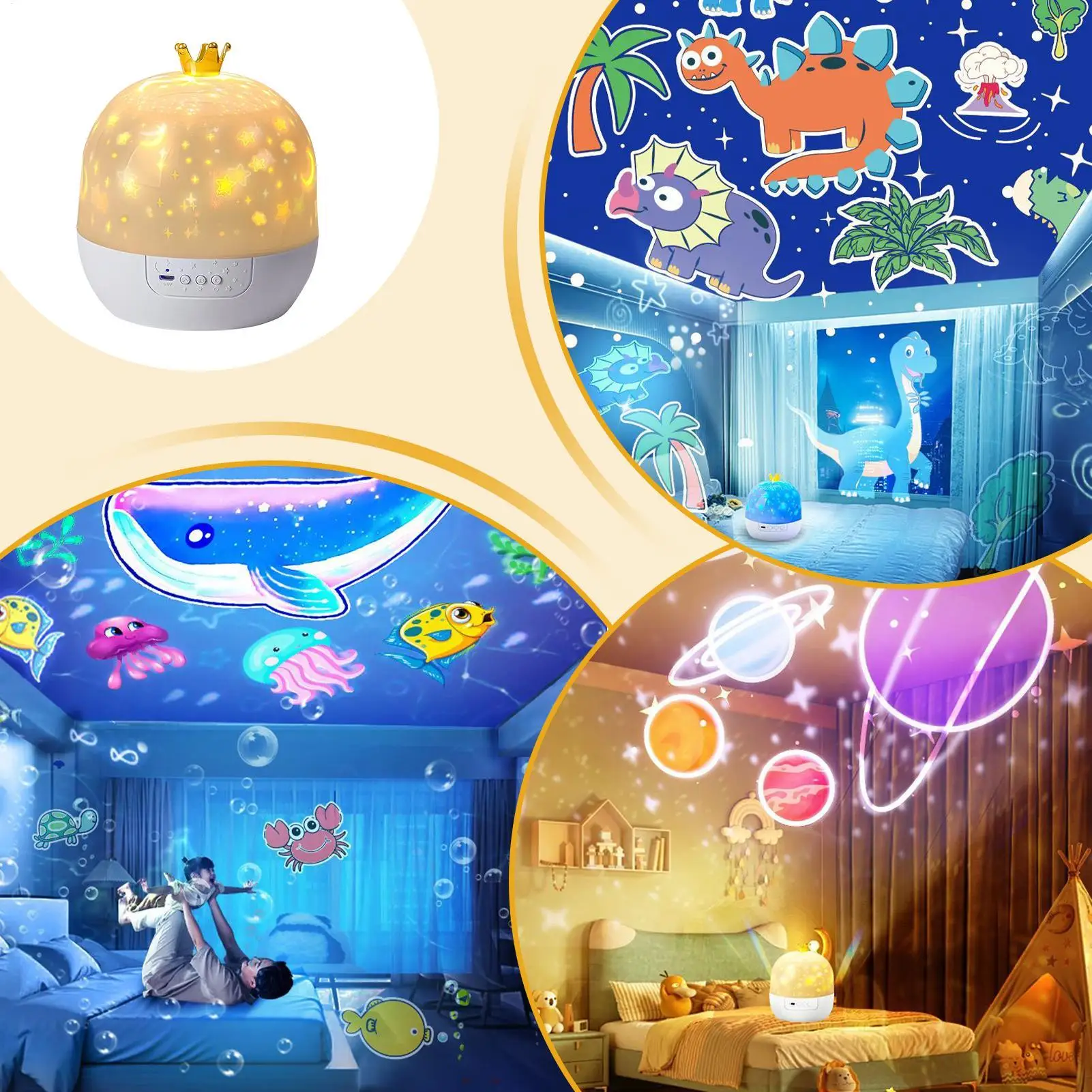 Kids Night Light Projector Night Light With Music 360 Degree Rotating Ceiling Projector For Nursery Wall Sleep Bedtime Sleeping